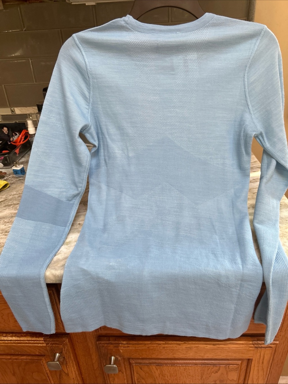 Smartwool Women’s Merino Wool Intraknit Base Layer Crew Top Sz M New Blue 130$ - Picture 3 of 5